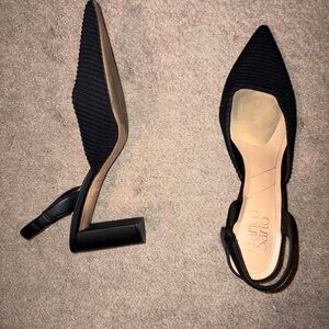 Franco Sarto Black Pointed Slingback Heels